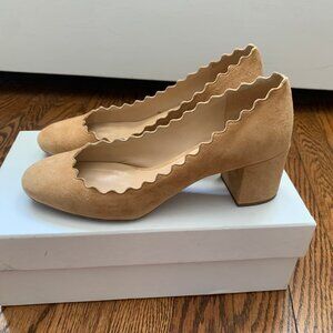 Chloé Suede Scalloped Accent Pumps